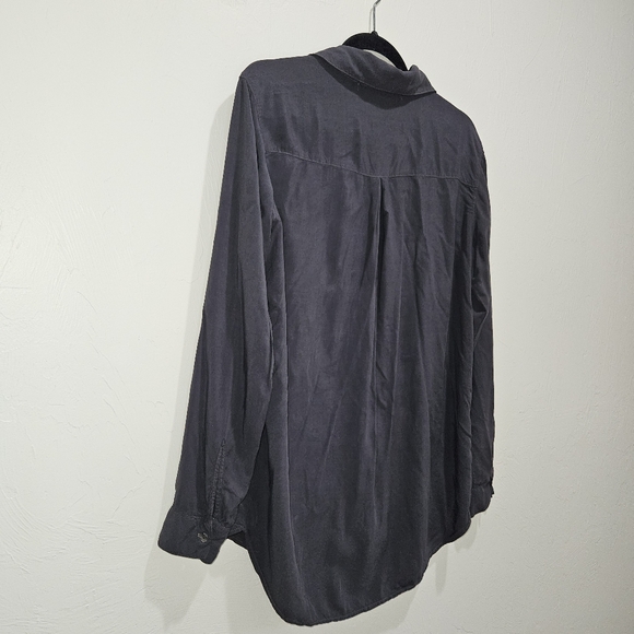 Michael Stars Long Sleeve Button Shirt Top Blouse Dark Gray Rayon Made in USA XS - Picture 9 of 16